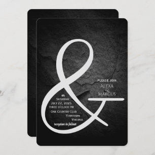 Ampersand Wedding Invitation on black slate