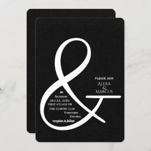 Ampersand Wedding Invitation on black texture