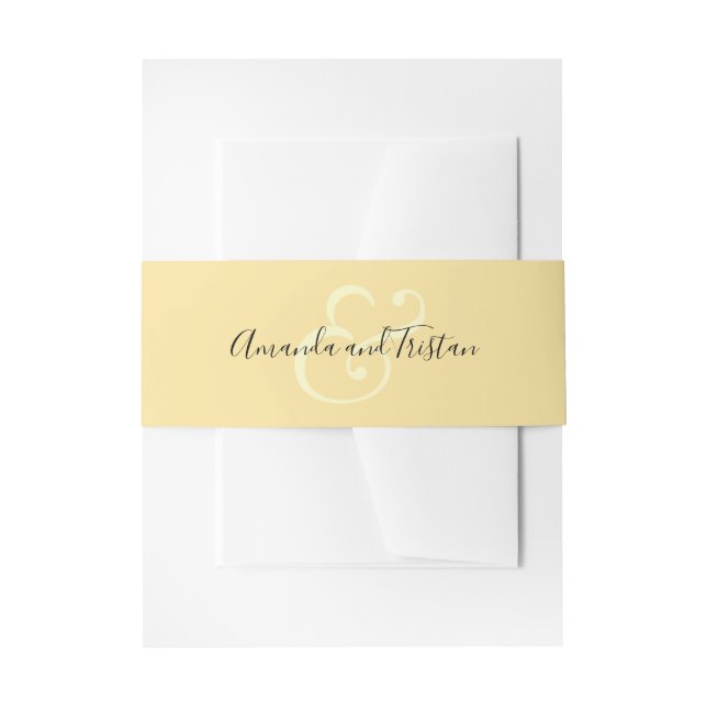 Ampersand Wedding Names Lemon Yellow Invitation Belly Band (Front Example)