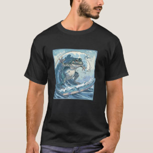 Amphibian Surfer Japanese Wave Art Surfing Frog T-Shirt