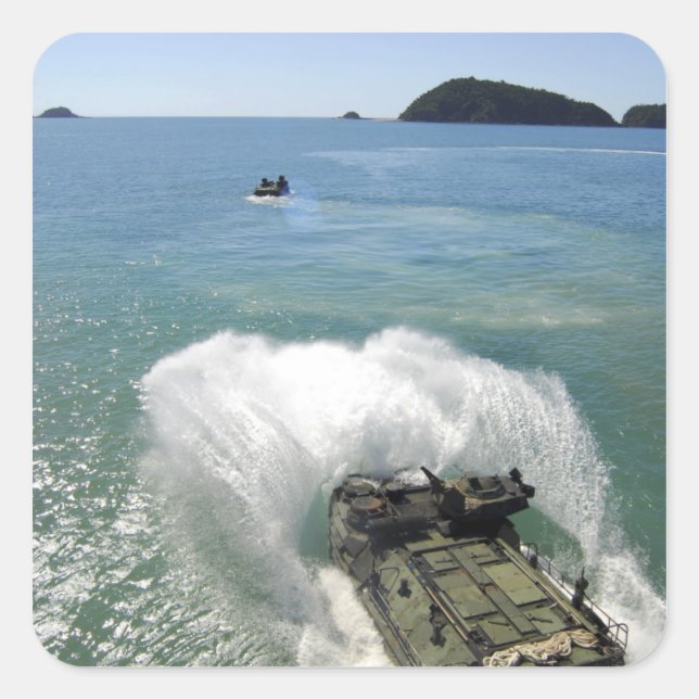 Amphibious Assault vehicles exit the well deck Square Sticker (Front)