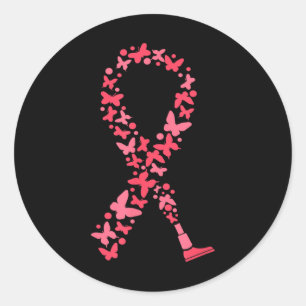 Amputee Awareness Ribbon Handicap Prosthetic Leg A Classic Round Sticker