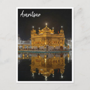 Amritsar Golden Temple India Night Postcard