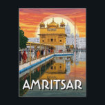 Amritsar Golden Temple India Postcard<br><div class="desc">Amritsar, a city in the northern state of Punjab, is a spiritual and cultural hub, best known as the home of the Golden Temple, or Harmandir Sahib, the holiest shrine in Sikhism. The Golden Temple, with its gleaming gold facade and serene reflection in the Amrit Sarovar, draws millions of pilgrims...</div>