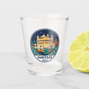 Amritsar Golden Temple Night India Shot Glass
