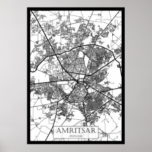 Amritsar Punjab City Map Poster