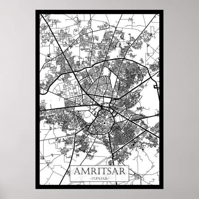 Amritsar Punjab City Map Poster (Front)