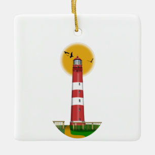 Amrum Lighthouse Germany Ceramic Ornament