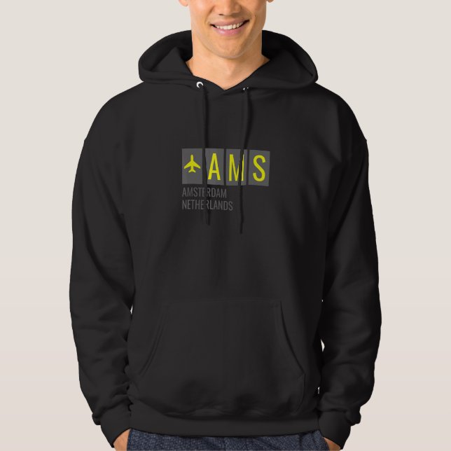 Ams Amsterdam Netherlands Airport Code Hoodie (Front)