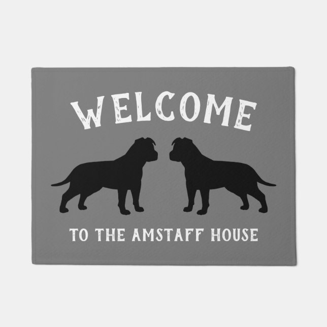 AmStaff American Staffordshire Terrier Silhouettes Doormat (Front)