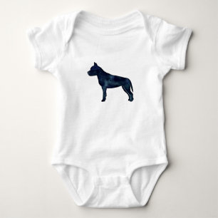 Amstaff Dog Silhouette Black Watercolor Baby Bodysuit