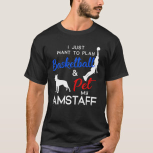 Amstaff Funny Basketball Dog Owner Lover Xmas Gift T-Shirt