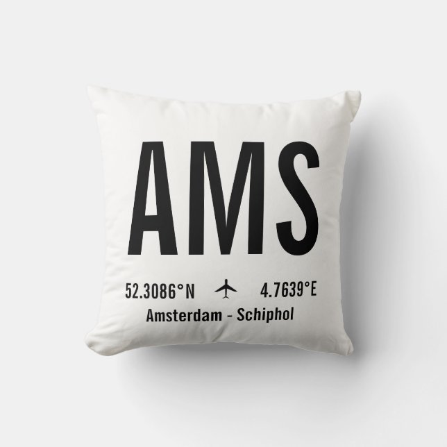 Amsterdam Airport Code - Aviation Cushion (Front)