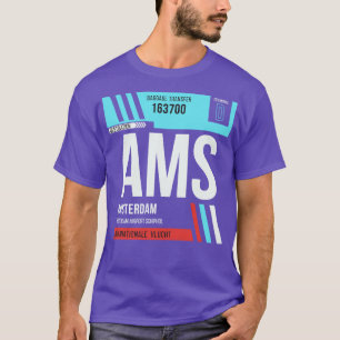 Amsterdam AMS Airport Code Baggage Tag 2 T-Shirt
