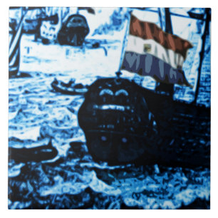 Amsterdam Antique Ships Delftware Vintage Look C2 Tile