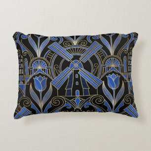 Amsterdam Art Deco   Windmills Decorative Cushion