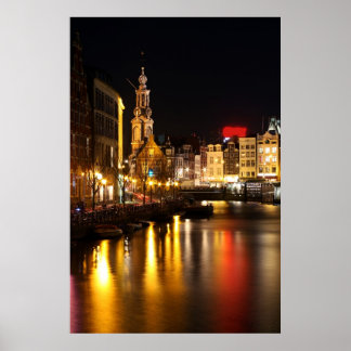 Amsterdam at night  in Amsterdam Netherlands Poster