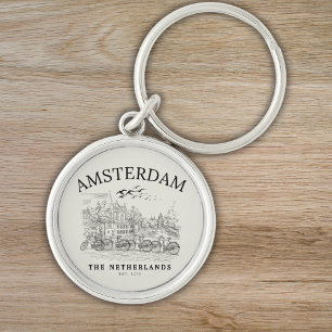 Amsterdam Beautiful Vintage Scene Key Ring