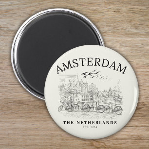 Amsterdam Beautiful Vintage Scene Magnet