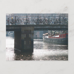 Amsterdam Bicycle Bridge Canal  Photo Postcard