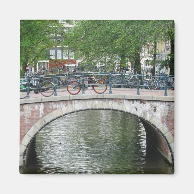 Amsterdam Bicycles Bridge Fridge Magnet (Front)