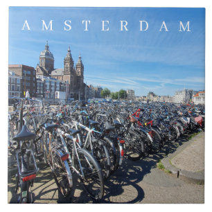 Amsterdam bicycles ceramic tile