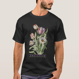 Amsterdam Botanical Tulip Flower Look For T-Shirt