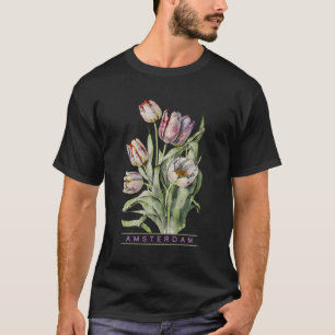 Amsterdam Botanical Tulip Flower Look For T-Shirt