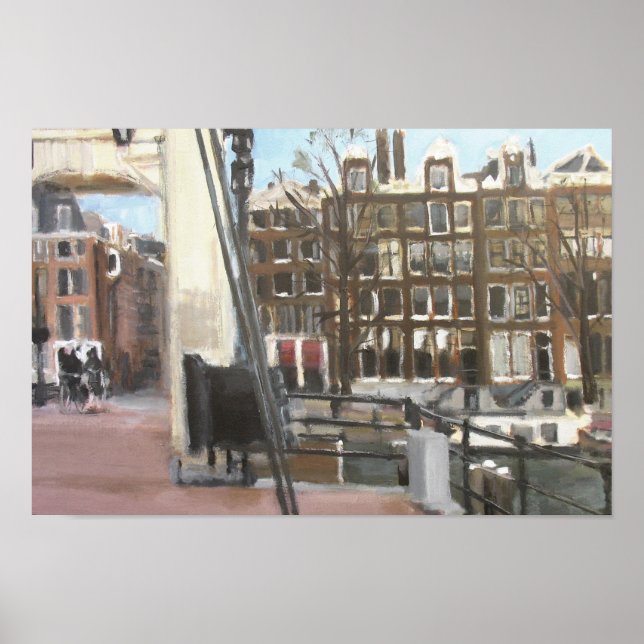 Amsterdam Bridge and Canal Houses Fine Art Poster (Front)