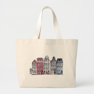Amsterdam Buildings Illustration Large Tote Bag