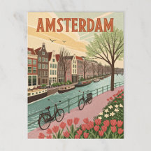 Amsterdam by Canal in Retro Style