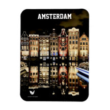 Amsterdam by night - fridge magnet