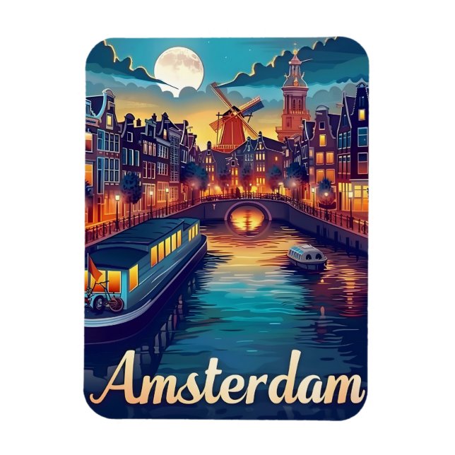 Amsterdam by Night Magnet (Vertical)