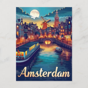 Amsterdam by Night Postcard