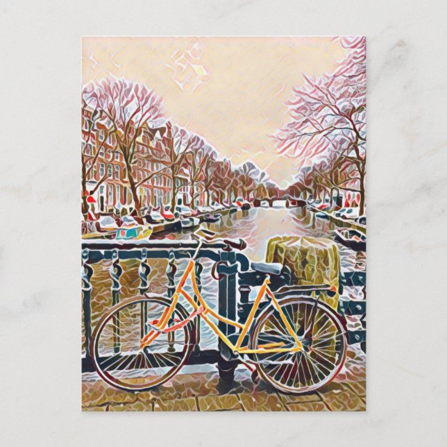 Amsterdam canal and bike postcard (Front)