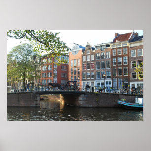 Amsterdam Canal and Bridge Poster