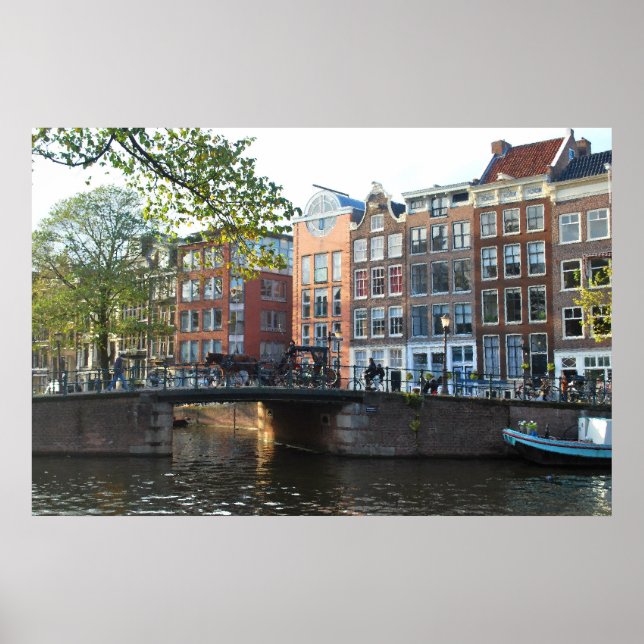 Amsterdam Canal and Bridge Poster (Front)