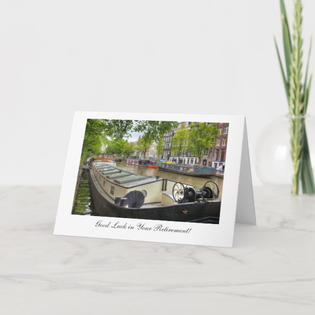 Amsterdam Canal Barge, Good luck in Retirement Card (Front)
