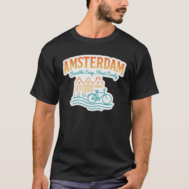 Amsterdam Canal & Bicycle Art – Breathe Easy T-Shirt (Front)