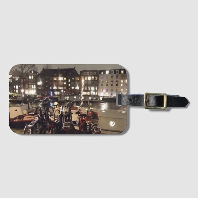 Amsterdam, Canal & Bicycles Luggage Tag (Front Horizontal)