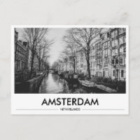 Amsterdam Canal Boats Black & White 
