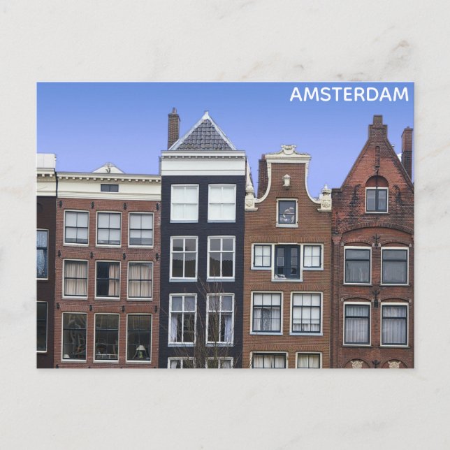 Amsterdam Canal Homes Dutch Travel Postcard (Front)