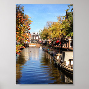 Amsterdam Canal Houseboats Late Summer Photo Poster