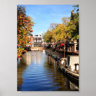 Amsterdam Canal Houseboats Late Summer Photo Poster