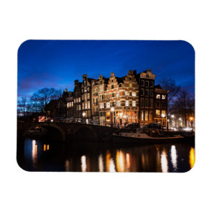 Amsterdam canal houses at night magnet