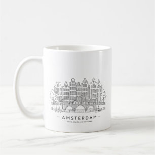 Amsterdam Canal Houses Travel Illustration Coffee Mug