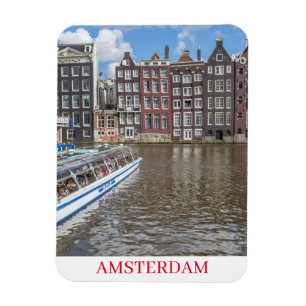Amsterdam canal houses view fridge magnet