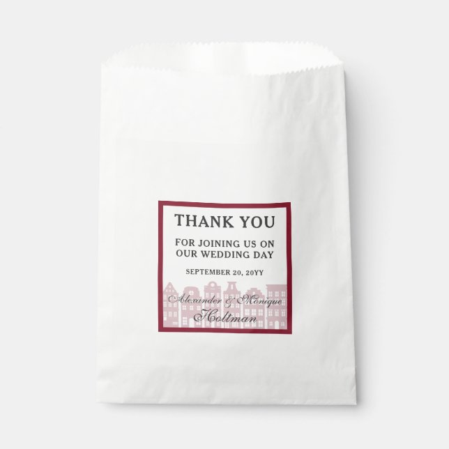 Amsterdam Canal Row Houses Dutch Wedding Thank You Favour Bag (Front)