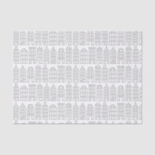 Amsterdam Canal Row Houses Silver & White Pattern Tissue Paper