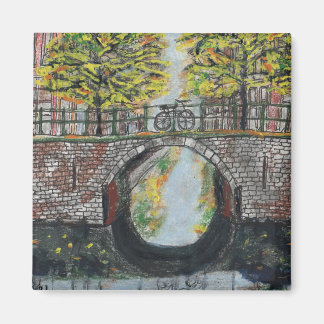 Amsterdam Canal Scene in Autumn Magnet